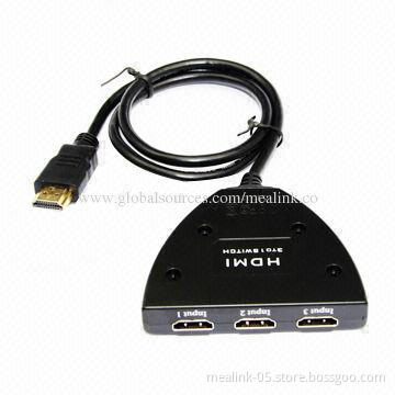 3 x 1 HDMI Switcher, Short HDMI Cable, Supports Digital Audio Format